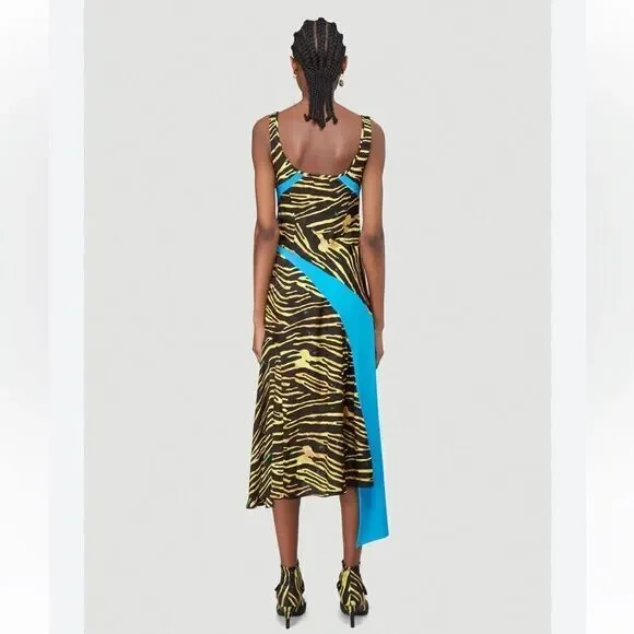 Marine Serre printed mixed media asymmetrical midi dress $1745 NWT Sz L - Picture 2 of 16